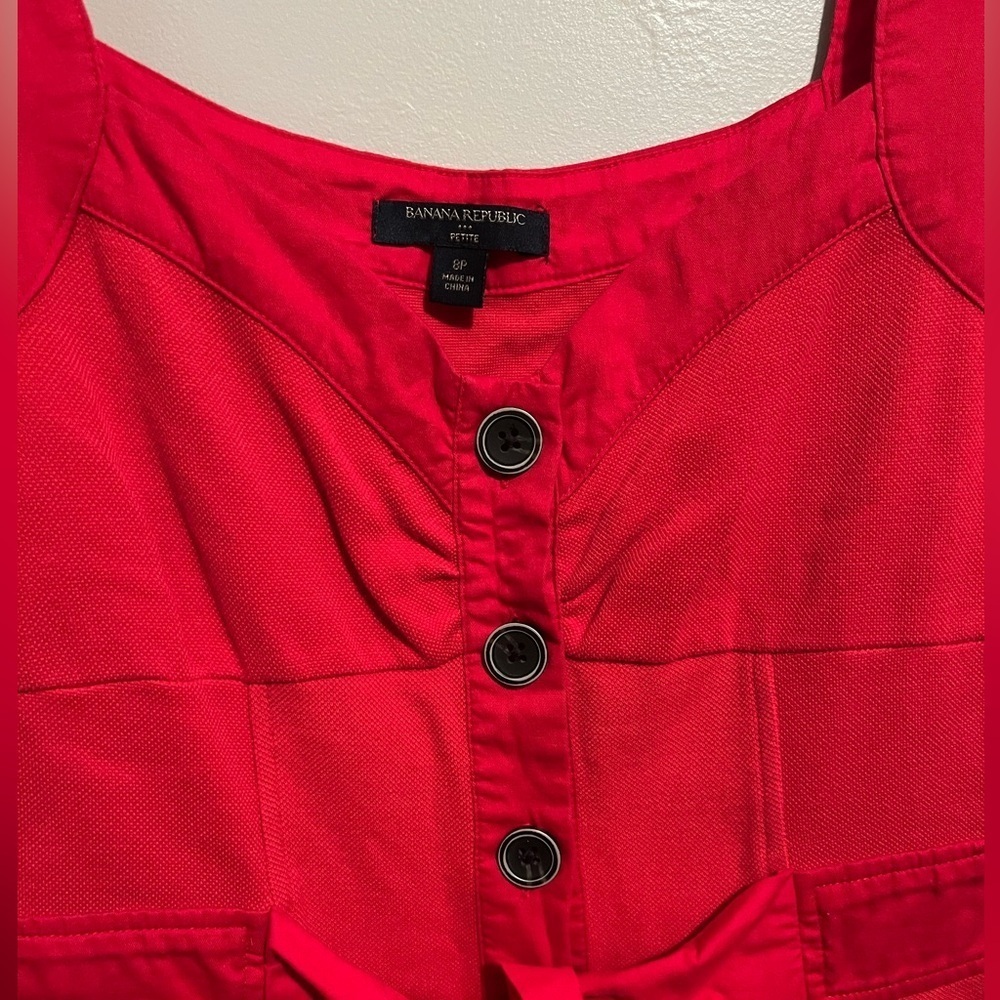 Banana Republic Seamed Button Down Red Mini Dress Size 8P Preppy Cocktail Hour - Picture 5 of 13